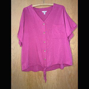 Time and Tru Pink Button-up Blouse Size XL